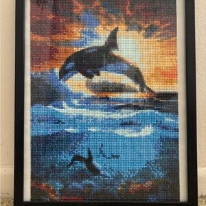 Blue and Orange Mixed diamond painting Art